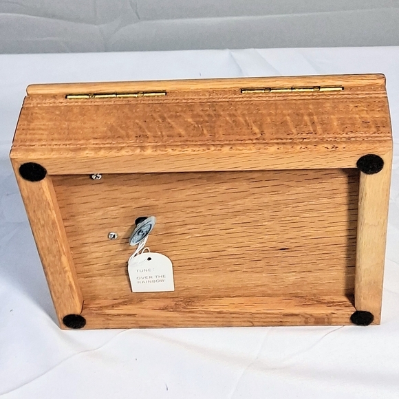 Kimberly Swan Tile Inlay Burgundy Lined "Over the Rainbow" Musical Jewelry Box - Picture 6 of 9
